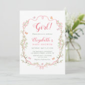 Blush Pink Blossom Bloemen Meisje Baby shower Kaart (Staand voorkant)