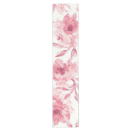 Blush Pink Blossoms Watercolor Painted Airy Floral Korte Tafelloper
