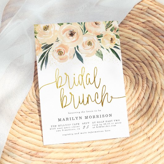 Blush Pink & Blue Floral Bridal Brunch Kaart