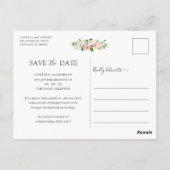 Blush Pink Blue Floral Geometric Save the Date Briefkaart (Achterkant)