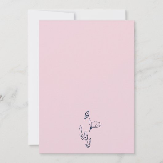 Blush Pink Blue Florals laat modern boogontwerp Kaart (Achterkant)
