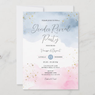 Blush Pink & Blue Geslacht Onthullen Gouden Glitte Kaart