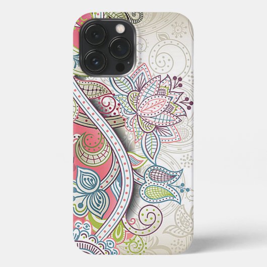 Blush Pink Blue Green Paars Paisley Floral Art iPhone Hoesje (Achterkant)