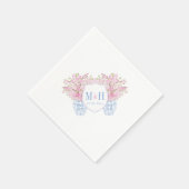  Blush Pink Blue Monogram Weddenschap Servet (Hoek)