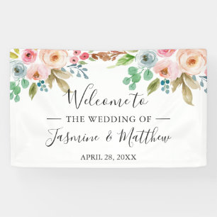 Blush Pink Blue Rozen Peonies Floral Wedding Party Spandoek