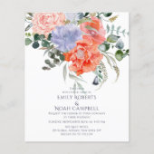 Blush Pink & Blue Waterverf Floral Wedding (Voorkant)