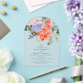 Blush Pink & Blue Waterverf Floral Wedding Acryl Uitnodigingen (Insitu (Huwelijk))