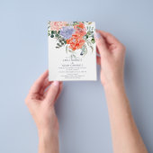 Blush Pink & Blue Waterverf Floral Wedding Flyer (Hand)