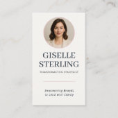 Blush Pink Blush & Navy Blue Photo QR Code Visitekaartje (Voorkant)