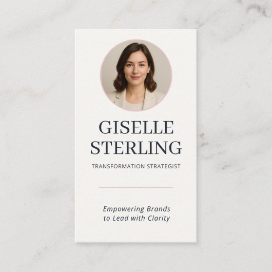 Blush Pink Blush & Navy Blue Photo QR Code Visitekaartje (Voorkant)