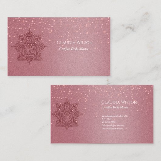 Blush Pink Boeddha Reiki Spirituele energieverwarm Visitekaartje (Voorkant / Achterkant)