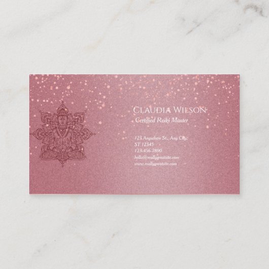 Blush Pink Boeddha Reiki Spirituele energieverwarm Visitekaartje (Achterkant)