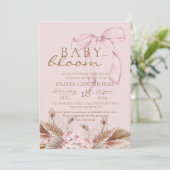 Blush Pink Boho Baby in bloom Baby Shower  Kaart (Staand voorkant)