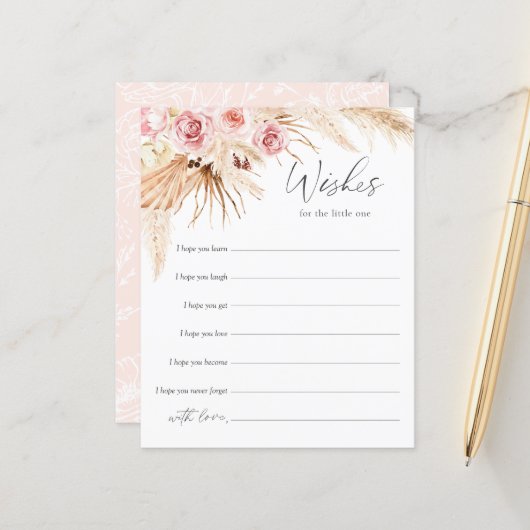 Blush Pink Boho Baby shower wenst baby (Voorkant / Achterkant in situ)