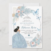 Blush Pink Boho Blue Prinses Royal Quinceañera Kaart (Voorkant)
