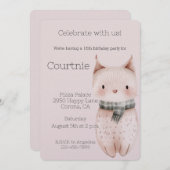 Blush Pink Boho Cat Verjaardag Kaart (Voorkant / Achterkant)