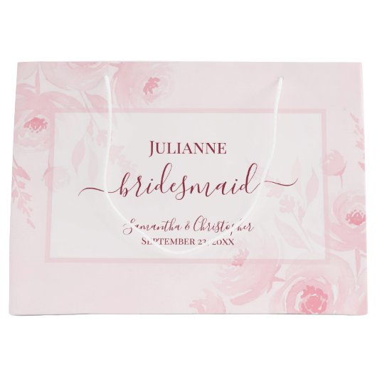 Blush Pink Boho Chic Floral Wedding Bridesmaid Groot Cadeauzakje (Voorkant)