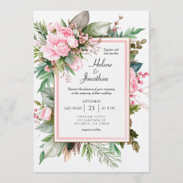 Blush Pink Boho Chic Garden Elegant Wedding Kaart