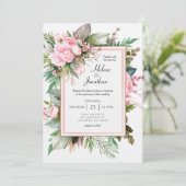 Blush Pink Boho Chic Garden Elegant Wedding Kaart (Staand voorkant)