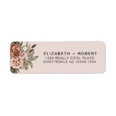 Blush Pink Boho Cottcore Floral Wedding Etiket (Voorkant)