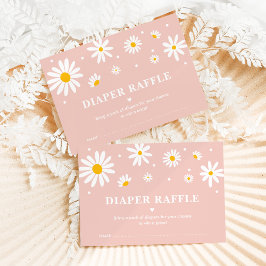 Blush Pink Boho Daisy Floral Diaper Raffle Baby Informatiekaartje
