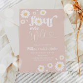 Blush Pink Boho Daisy Four Ever Wild 4th Verjaarda Kaart