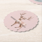 Blush Pink Boho Deer Kartonnen Onderzetters (Gekanteld)