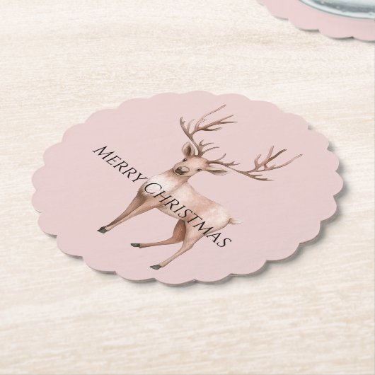 Blush Pink Boho Deer Kartonnen Onderzetters (Gekanteld)