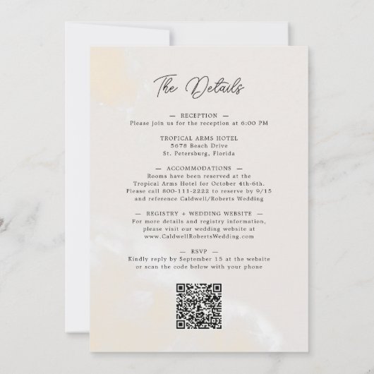 Blush Pink Boho Floral Alles in een bruiloft Kaart (Achterkant)