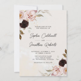 Blush Pink Boho Floral Alles in een bruiloft Kaart