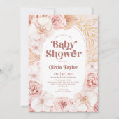 Blush Pink Boho Floral Baby shower Kaart (Voorkant)