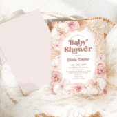 Blush Pink Boho Floral Baby shower Kaart