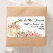 Blush Pink Boho Floral Gold Glitter White Pumpkin Etiket (Insitu)