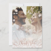 Blush Pink Boho Floral Moderne Elegante Foto Bedankkaart (Voorkant)