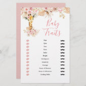 Blush Pink Boho Giraffe Baby shower Baby Traits (Voorkant / Achterkant)