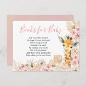 Blush Pink Boho Giraffe Baby shower Boeken voor Ba Uitnodiging Briefkaart (Voorkant / Achterkant)