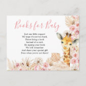 Blush Pink Boho Giraffe Baby shower Boeken voor Ba Uitnodiging Briefkaart (Voorkant)