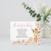 Blush Pink Boho Giraffe Baby shower Boeken voor Ba Uitnodiging Briefkaart (Staand voorkant)