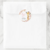 Blush Pink Boho Giraffe Baby shower dank u Ronde Sticker (Tas)