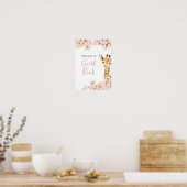 Blush Pink Boho Giraffe Baby shower Gastenboek Poster (Keuken)