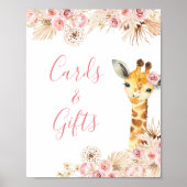 Blush Pink Boho Giraffe Baby shower Kaarten & Gesc Poster (Voorkant)