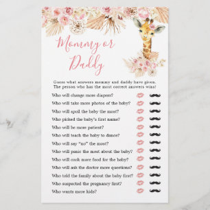 Blush Pink Boho Giraffe Baby shower Mama of Papa