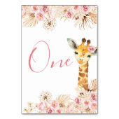 Blush Pink Boho Giraffe Baby shower Tafelnummer (Achterkant)
