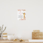 Blush Pink Boho Giraffe Baby shower Zeg niet Baby Poster (Keuken)