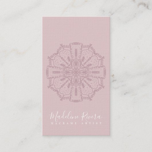 Blush Pink Boho Mandala Yoga Macrame Visitekaartje (Voorkant)