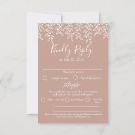 Blush Pink Boho Modern Elegant Botanische bruiloft RSVP Kaartje