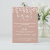 Blush Pink Boho Modern Elegant Botanische bruiloft RSVP Kaartje (Staand voorkant)