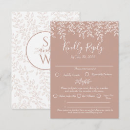 Blush Pink Boho Modern Elegant Botanische bruiloft RSVP Kaartje