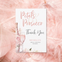 Blush Pink Boho Petals en Prosecco Floral Bedankkaart