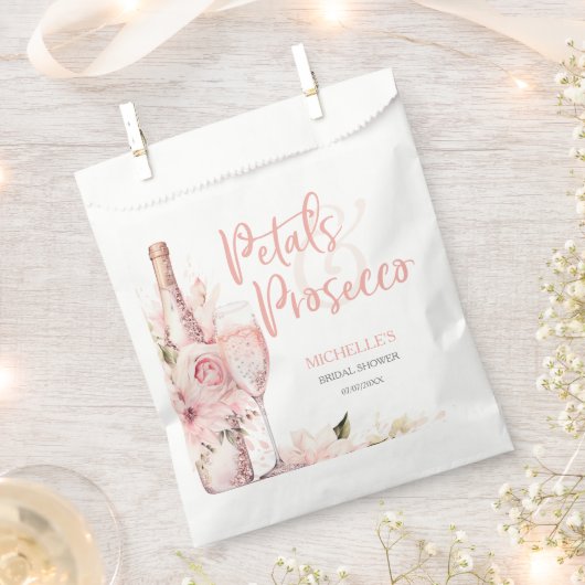 Blush Pink Boho Petals en Prosecco Floral Bedankzakje (Geknipt)